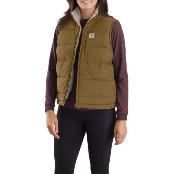Carhartt S NWT $129 Women Montana Reversible Relaxed Fit Insulated Vest Brown - Picture 2 of 10